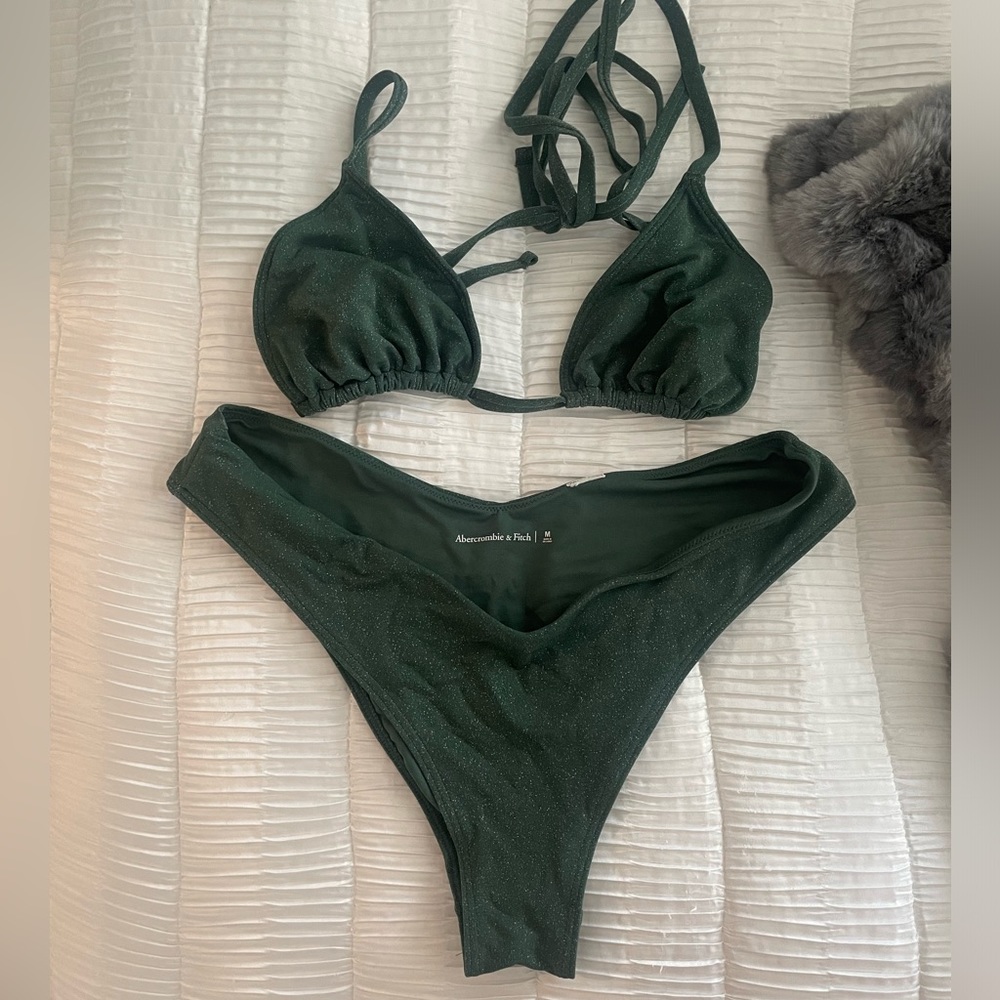 Abercrombie & Fitch Dark Green Shimmer Triangle Bikini